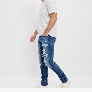 American Eagle Outfitters Blue Skinny Jeans Modern Distressed